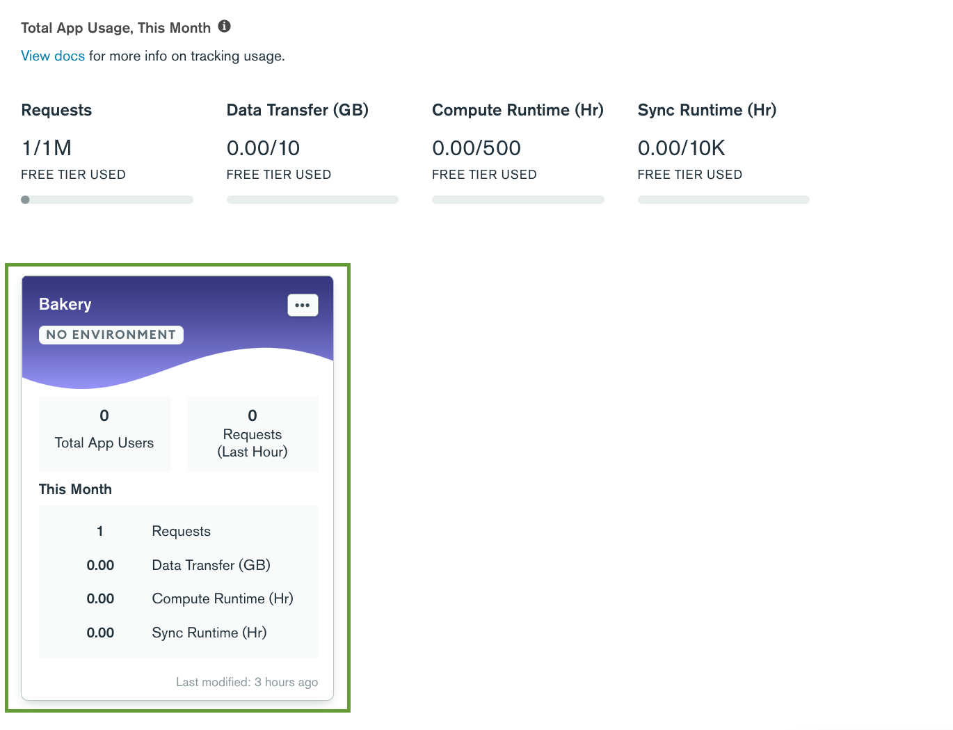 App services applications highlighting the 'Bakery' app