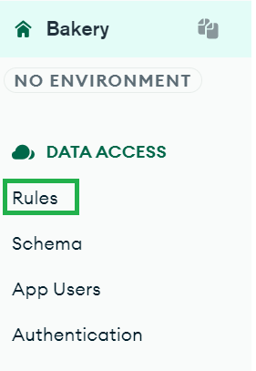 Left-hand navigation panel highlighting the 'Rules' tab