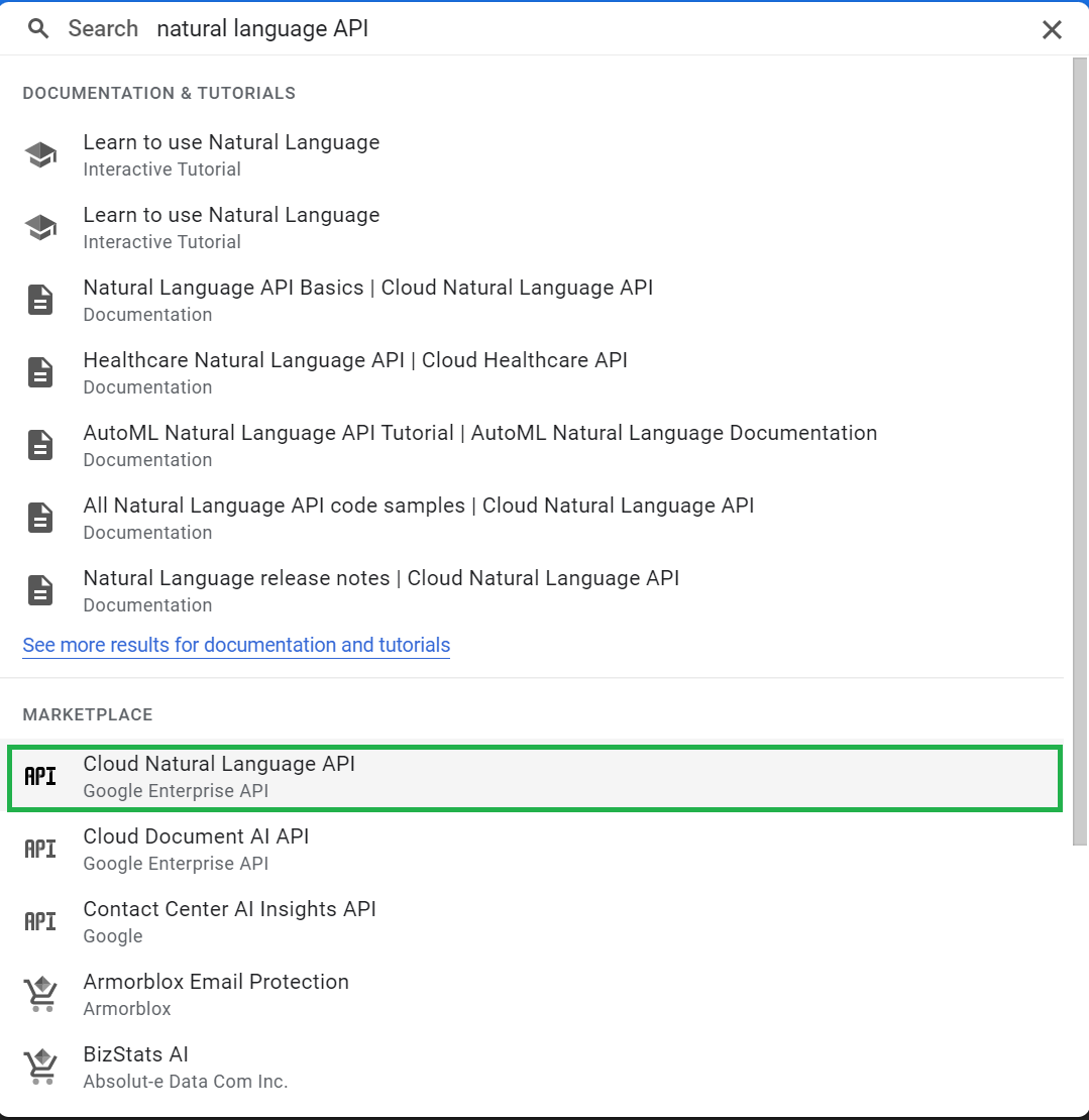 Select project dropdown in Google Cloud