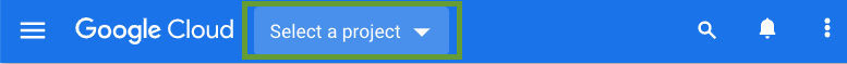 Select project dropdown in Google Cloud