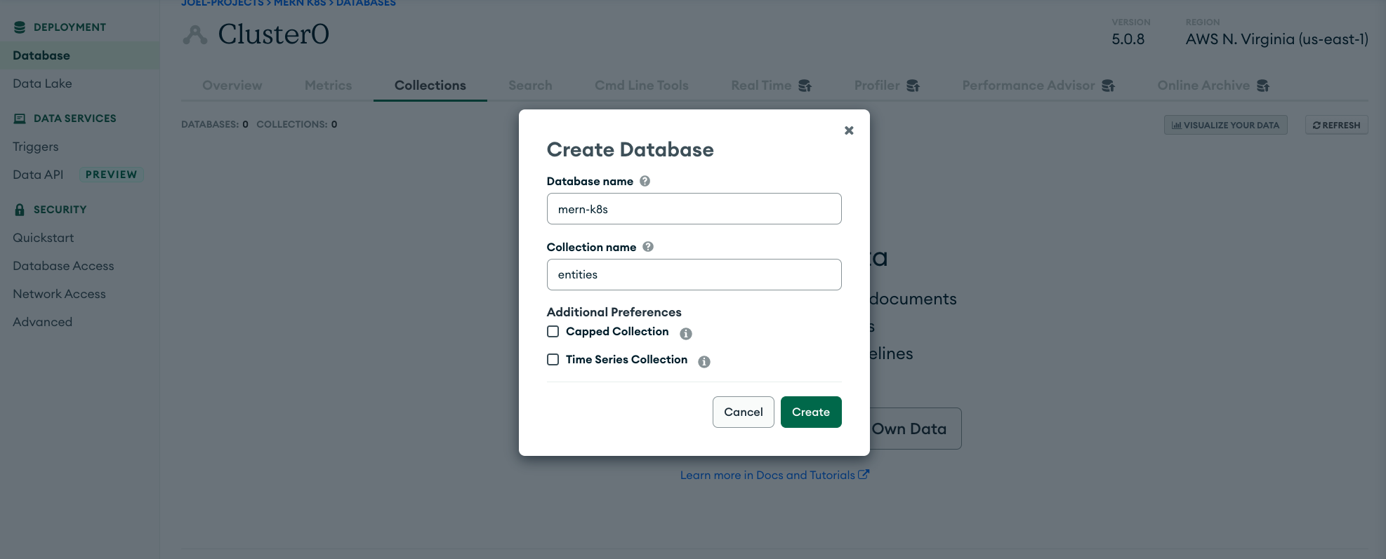 Create Database Modal