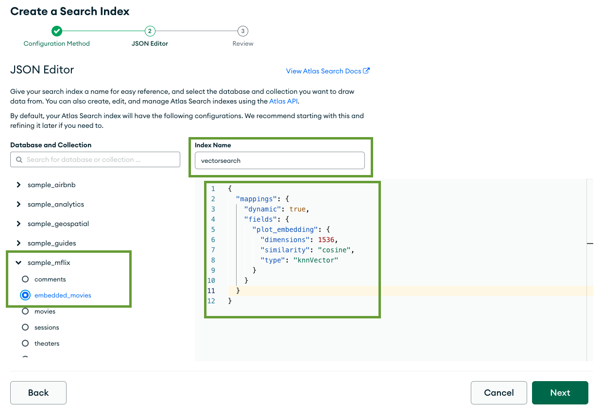 The 'Configuration Method' step of creating a new search index